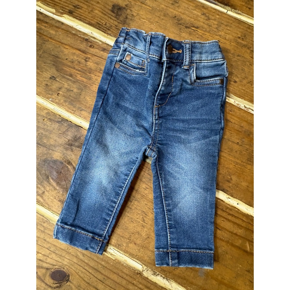 Dip Baby Boys Blue Denim Jeans Elastic Waist 5-Pocket Pants Size 3-6M